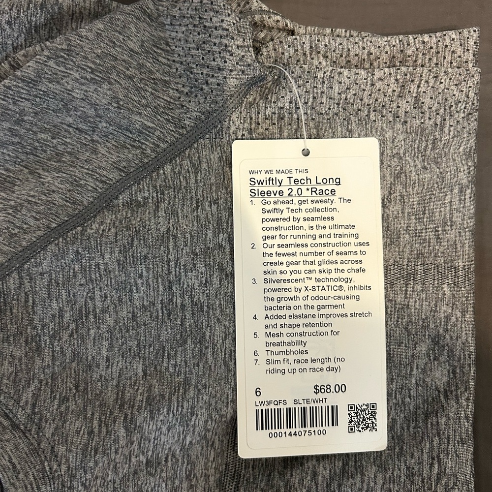 Lululemon Gray Swiftly Tech Long Sleeve 2.0